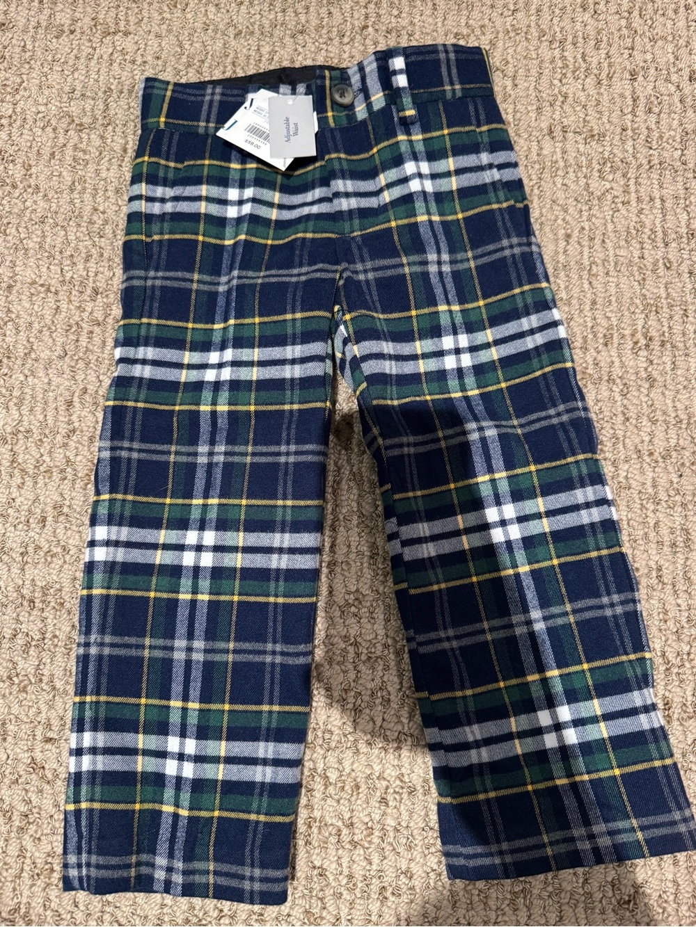 NWT Janie and Jack 2t Navy, Green & White Plaid Christmas holiday suit pants
